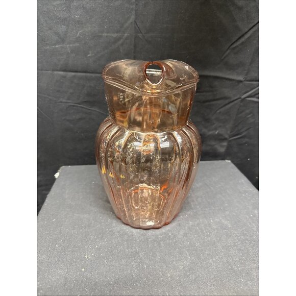 1930's Anchor Hocking Pillar Optic Pink Depression Log Cabin 80 Oz with Ice Lip - Picture 5 of 7